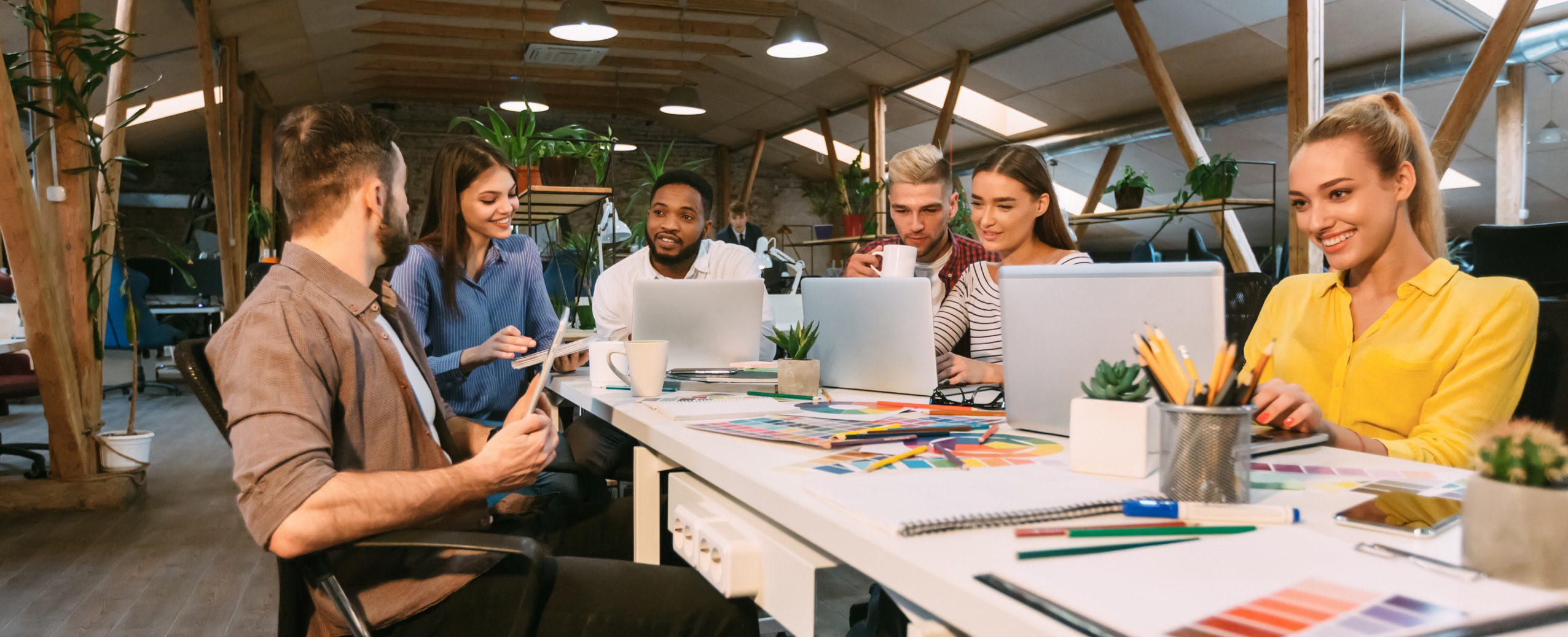 Digital marketing team working together